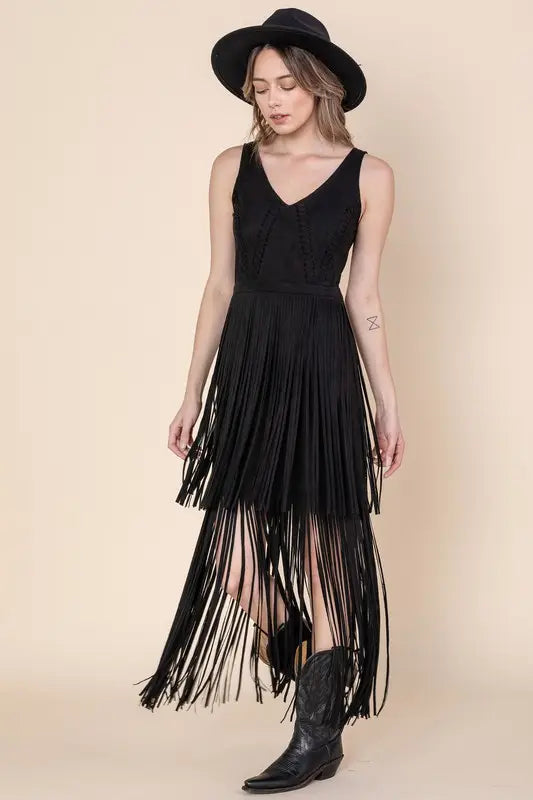 Suede best sale fringe dress