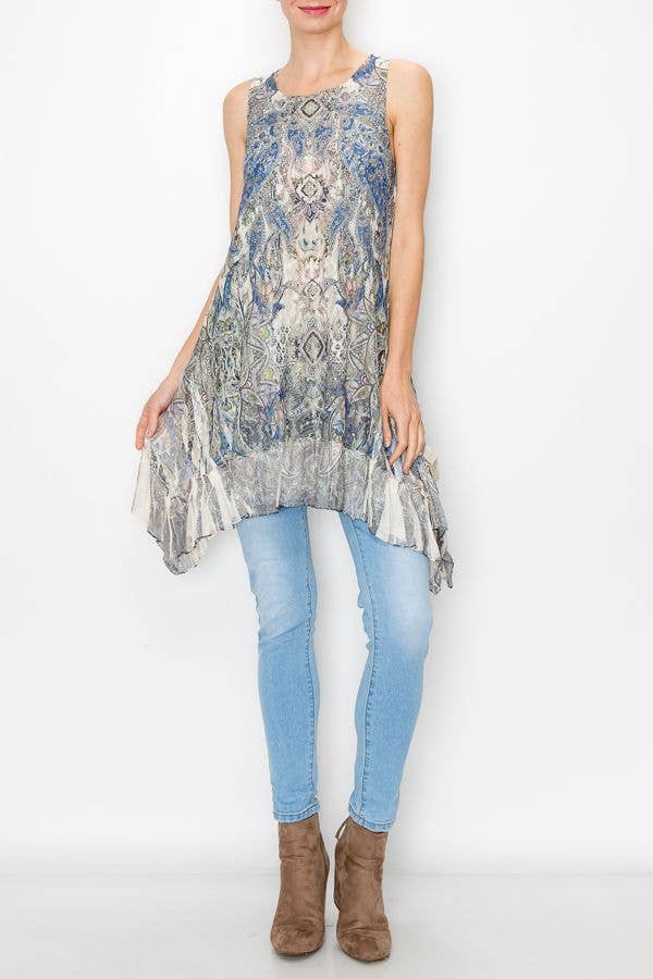 Blue & Ivory Lace Dress/Tunic - 4564