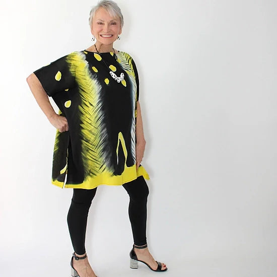 Black and Yellow Sylca Blouse