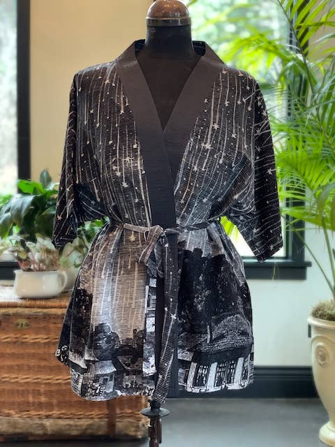 Stargazer Luxury Silk & Bamboo Belted Artist Kimono Robe