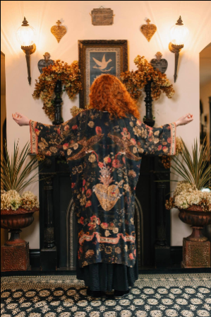Heart of Gold Opera Duster Kimono Robe w/ Sacred Heart