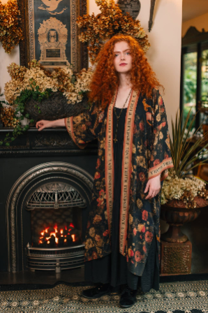 Heart of Gold Opera Duster Kimono Robe w/ Sacred Heart