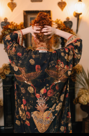Heart of Gold Opera Duster Kimono Robe w/ Sacred Heart