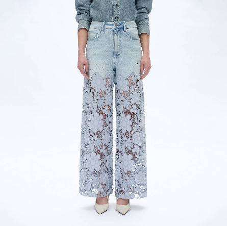 High Rise Wide Leg Embroidered Jeans