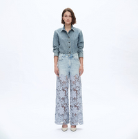 High Rise Wide Leg Embroidered Jeans