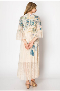 4658 Long Dress Beige Jade Floral