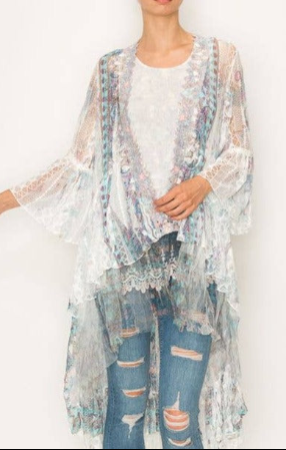 Origami Lace Cardigan 4508 IV/TURQ