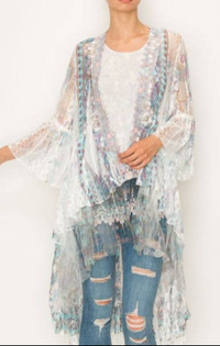 Origami Lace Cardigan 4508 IV/TURQ