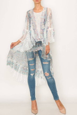 Origami Lace Cardigan 4508 IV/TURQ