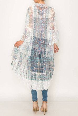 Origami Lace Cardigan 4508 IV/TURQ