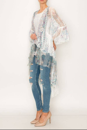 Origami Lace Cardigan 4508 IV/TURQ
