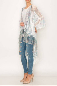 Origami Lace Cardigan 4508 IV/TURQ