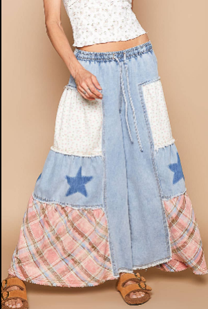Denim Star Wide Patchwork Pants FWP170