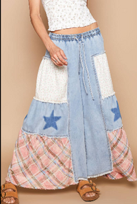 Denim Star Wide Patchwork Pants FWP170