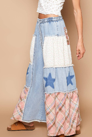 Denim Star Wide Patchwork Pants FWP170