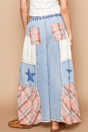 Denim Star Wide Patchwork Pants FWP170