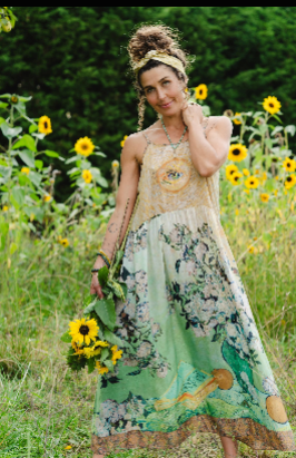 I Paint My Dream Van Gogh Bohéme Long Maxi Slip Dress