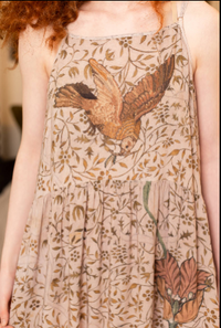 Folklore Floral Bamboo Bohéme Slip Dress with Bird of Peace