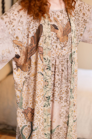 Folklore Floral Bamboo Bohéme Slip Dress with Bird of Peace