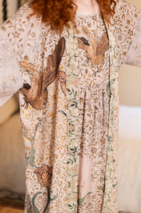Folklore Floral Bamboo Bohéme Slip Dress with Bird of Peace