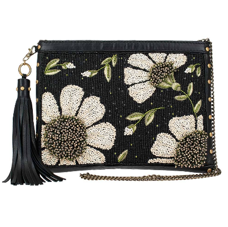 Mary Frances - Sunshine & Daisies Beaded Leather Crossbody Handbag