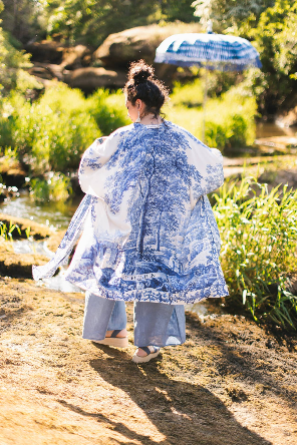 Let The Light In Bohemian Goddess Starduster Kimono w Delft Print