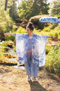 Let The Light In Bohemian Goddess Starduster Kimono w Delft Print