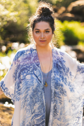 Let The Light In Bohemian Goddess Starduster Kimono w Delft Print