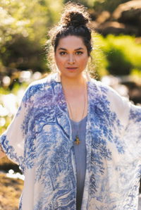 Let The Light In Bohemian Goddess Starduster Kimono w Delft Print