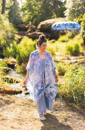 Let The Light In Bohemian Goddess Starduster Kimono w Delft Print
