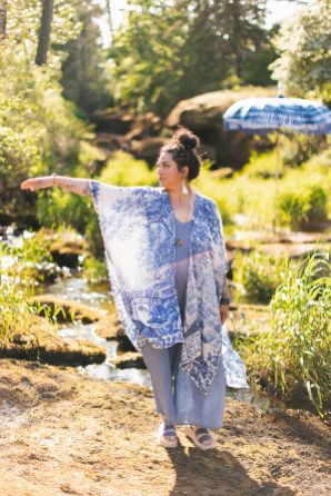 Let The Light In Bohemian Goddess Starduster Kimono w Delft Print