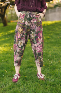 Make A Wish Linen Cropped Artist Pant w/ Wishbone, Dandelion