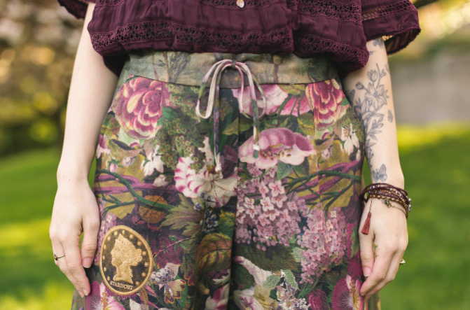 Make A Wish Linen Cropped Artist Pant w/ Wishbone, Dandelion