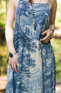 Let The Light In Bohéme Long Maxi Slip Dress w Delft Print