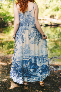 Let The Light In Bohéme Long Maxi Slip Dress w Delft Print