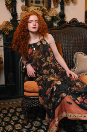 Heart of Gold Bohéme Long Maxi Slip Dress w/ Sacred Heart
