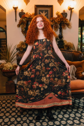 Heart of Gold Bohéme Long Maxi Slip Dress w/ Sacred Heart