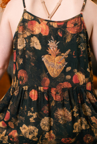Heart of Gold Bohéme Long Maxi Slip Dress w/ Sacred Heart