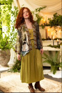 Theatre of Dreams Cropped Bamboo Kimono with Swan