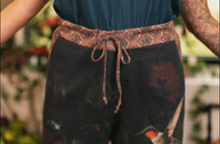 Flight of Fancy Linen Floral Print Cropped Artist Pants