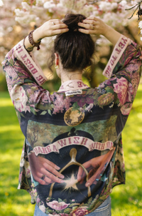 Make A Wish Floral Cropped Bamboo Kimono w/ Good Luck Charms