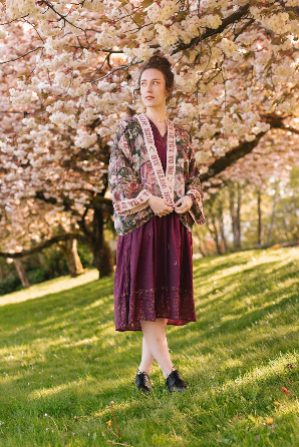 Make A Wish Floral Cropped Bamboo Kimono w/ Good Luck Charms