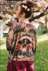 Make A Wish Floral Cropped Bamboo Kimono w/ Good Luck Charms