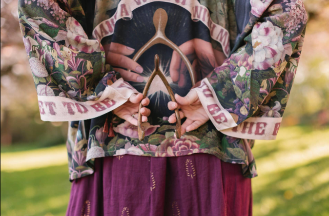 Make A Wish Floral Cropped Bamboo Kimono w/ Good Luck Charms