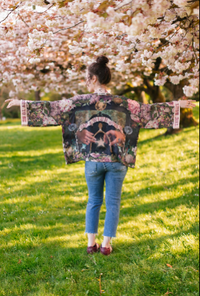 Make A Wish Floral Cropped Bamboo Kimono w/ Good Luck Charms