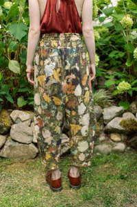 I Dream in Flowers Boho Linen Bee Print Cropped Artist Pants