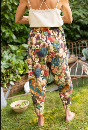 Stay Gold Boho Linen Floral Cropped Artist Pants w/ Bees