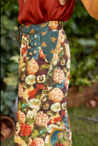 Stay Gold Boho Linen Floral Cropped Artist Pants w/ Bees