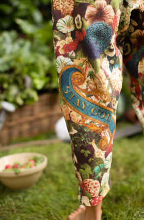 Stay Gold Boho Linen Floral Cropped Artist Pants w/ Bees