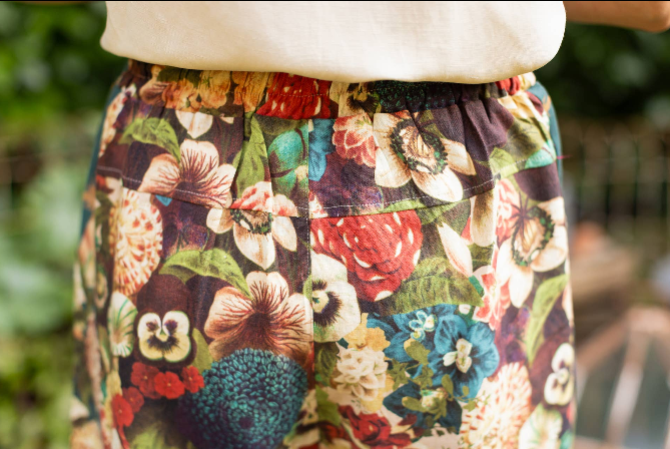 Stay Gold Boho Linen Floral Cropped Artist Pants w/ Bees